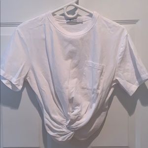 T by Alexander Wang White Jersey Twist Front Tee